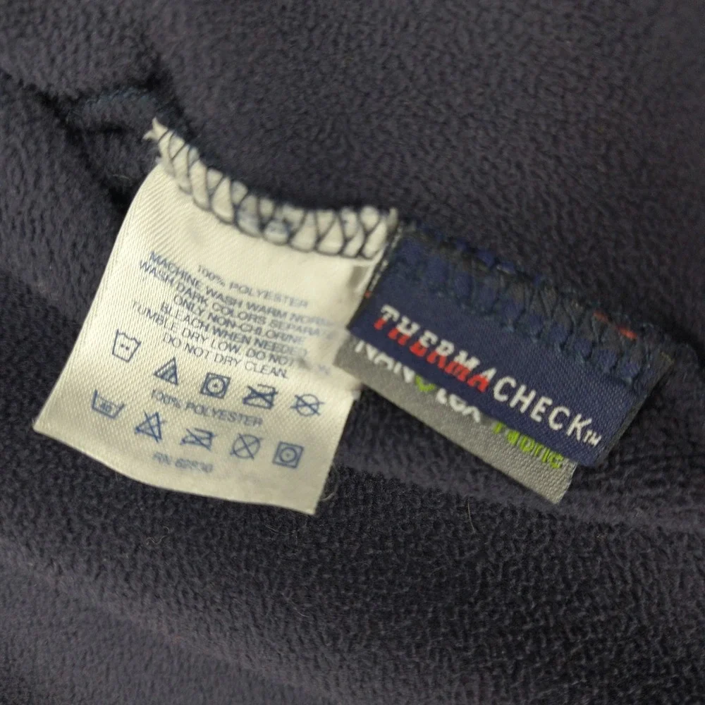 Lands End Men's L Large Navy Blue ThermaCheck Nano-Tex Fleece‎ 1/4 Zip Pullover